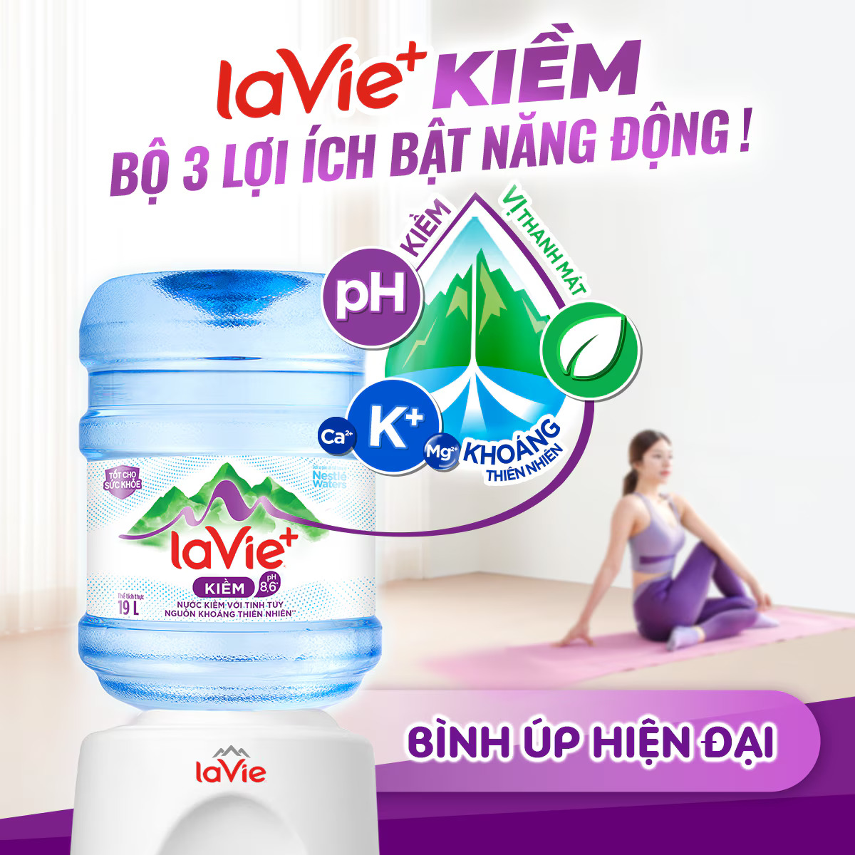 Nước Lavie+ Kiềm bình úp 19L chính hãng - Nước khoáng thiên nhiên bổ sung kiềm